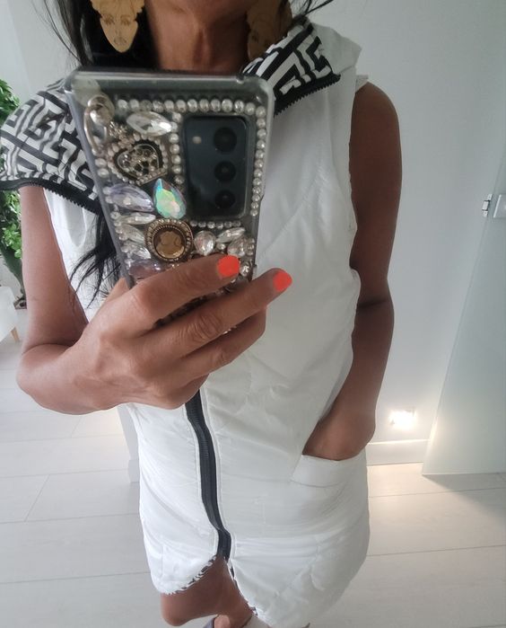 Kamizelka bezrękawnik grecki wzór dwustronna Kieszenie pikowana