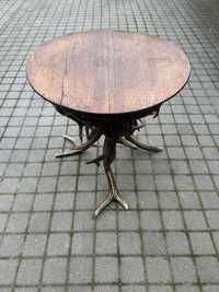 Stary, unikatowy, piękny stolik z nogami z poroży lata 65-70 Vintage