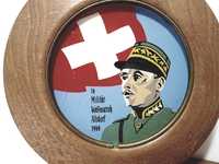 Moldura com pintura reversa de vidro "Militär Weltmarsch Altdorf 1960"