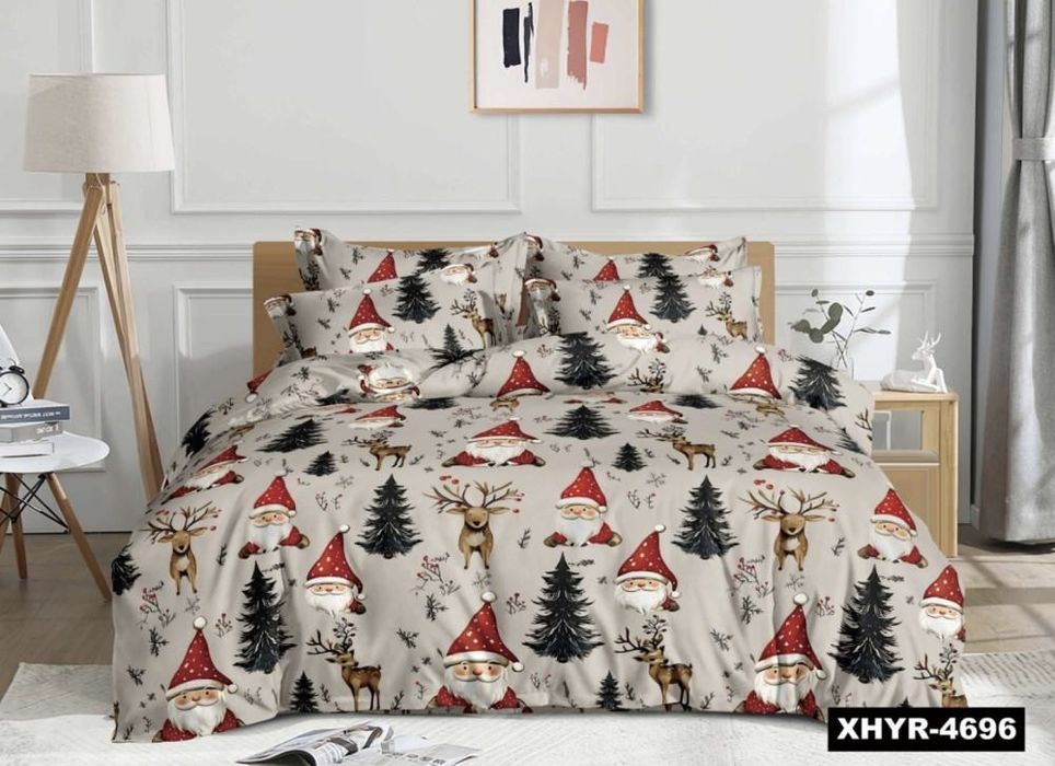 Акція! Чорна п’ятниця! Байкова постільна білизна новорічна тепла є