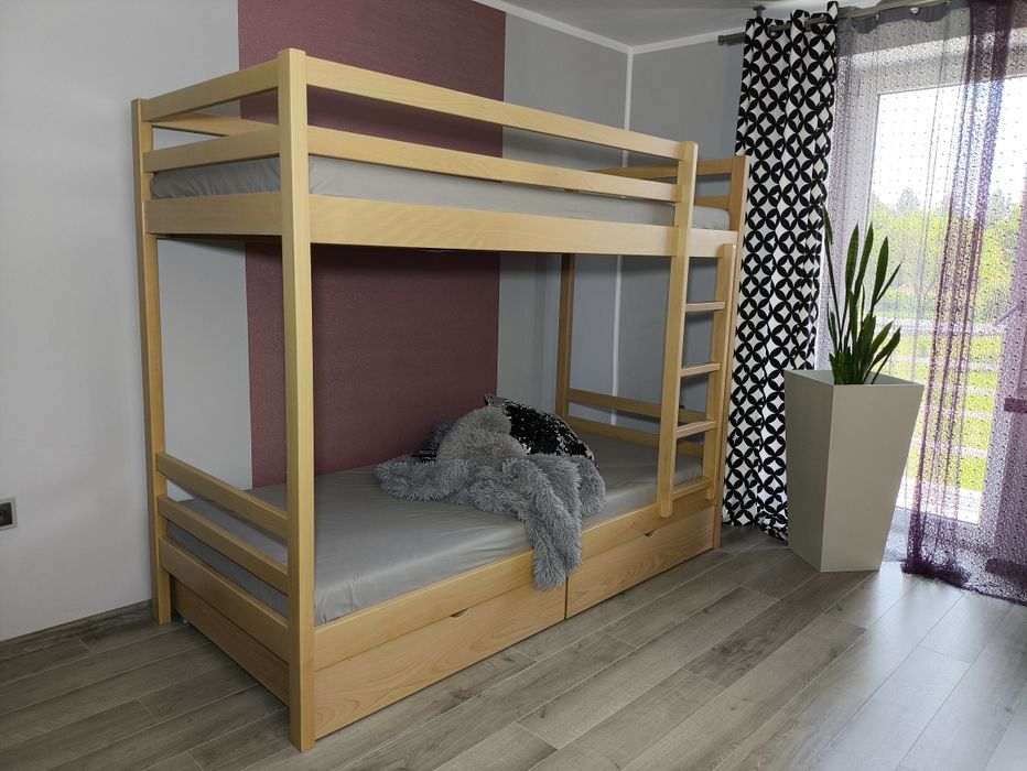 Łóżko piętrowe drewniane bukowe mega masywne 80x200/90x200