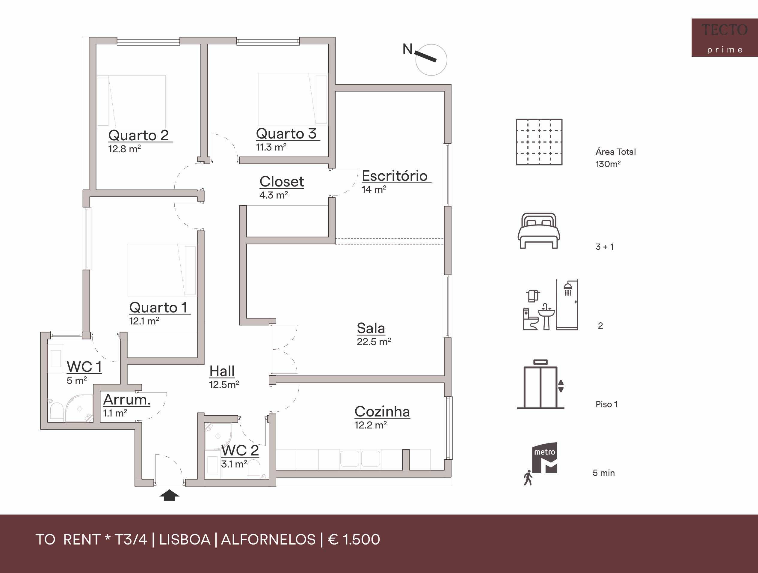 Apartamento Clássico T3+1 130m2 Lisboa Alfornelos Metro
