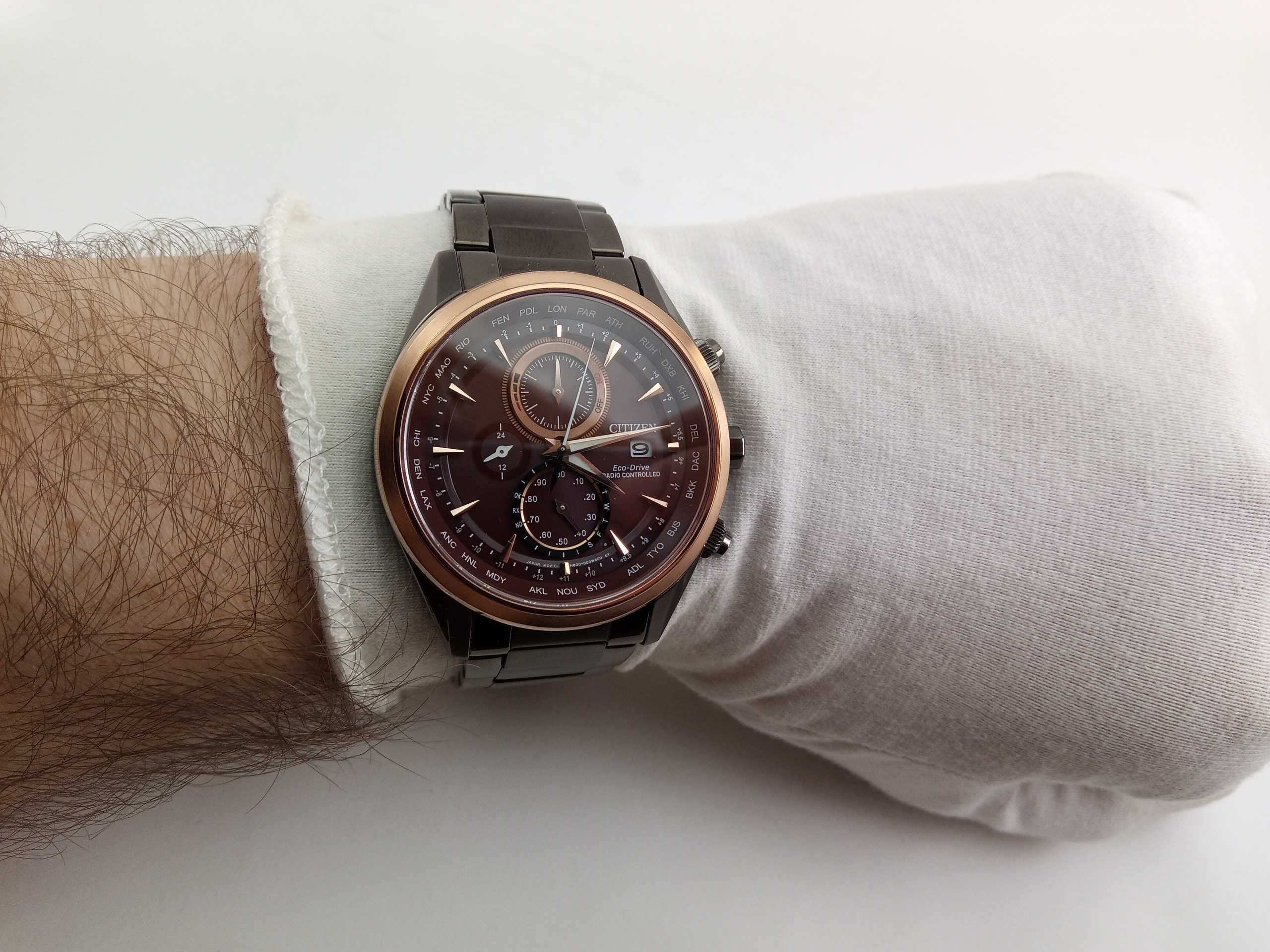Японские часы Citizen AT8267-51X радиоконтроль вечник, сапфир, мировое