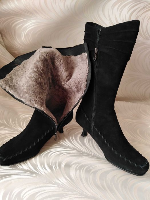 Чоботи жіночі, зимові, натуральний замш