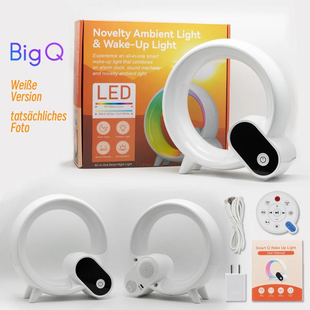 Nowy inteligenty budzik RGB 16 mln, zegar, wschód słońca, 15 dźwięków