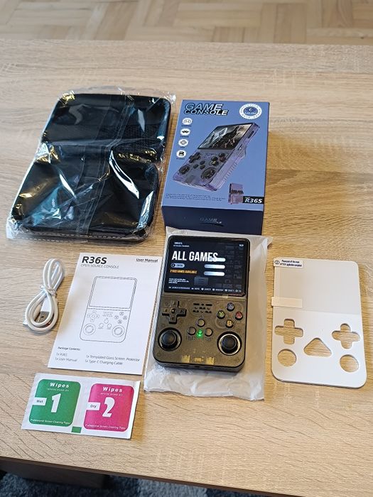 Konsola r36s ORYGINAŁ 128gb ArkOs 20000 gier Czarna Nowa+folia+etui