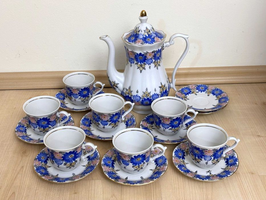 Przepiękny serwis kawowy - ręcznie malowana porcelana