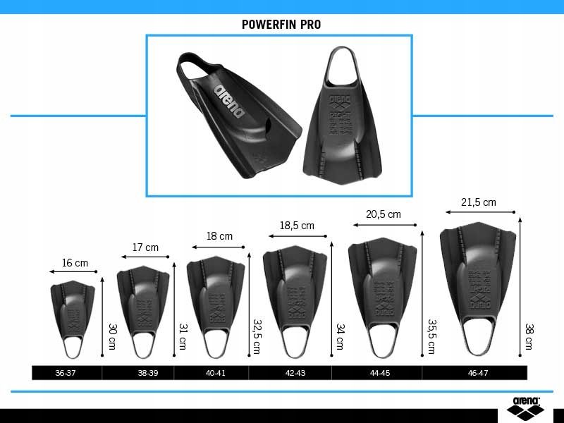 Arena Płetwy Treningowe Powerfin Pro Rozmiar 46-47