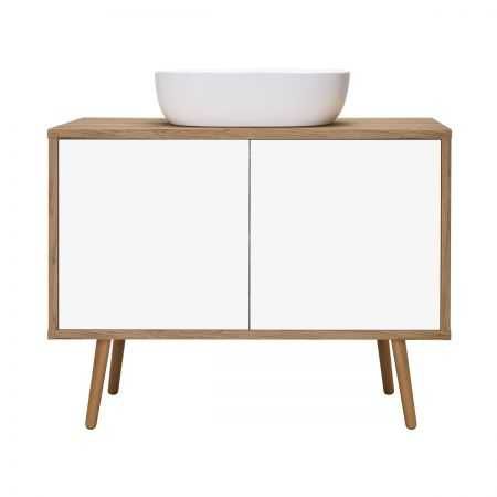 Szafka łazienkowa Oltens HEDVIG 95cm (biały/drewno) +umywalka CORI 51