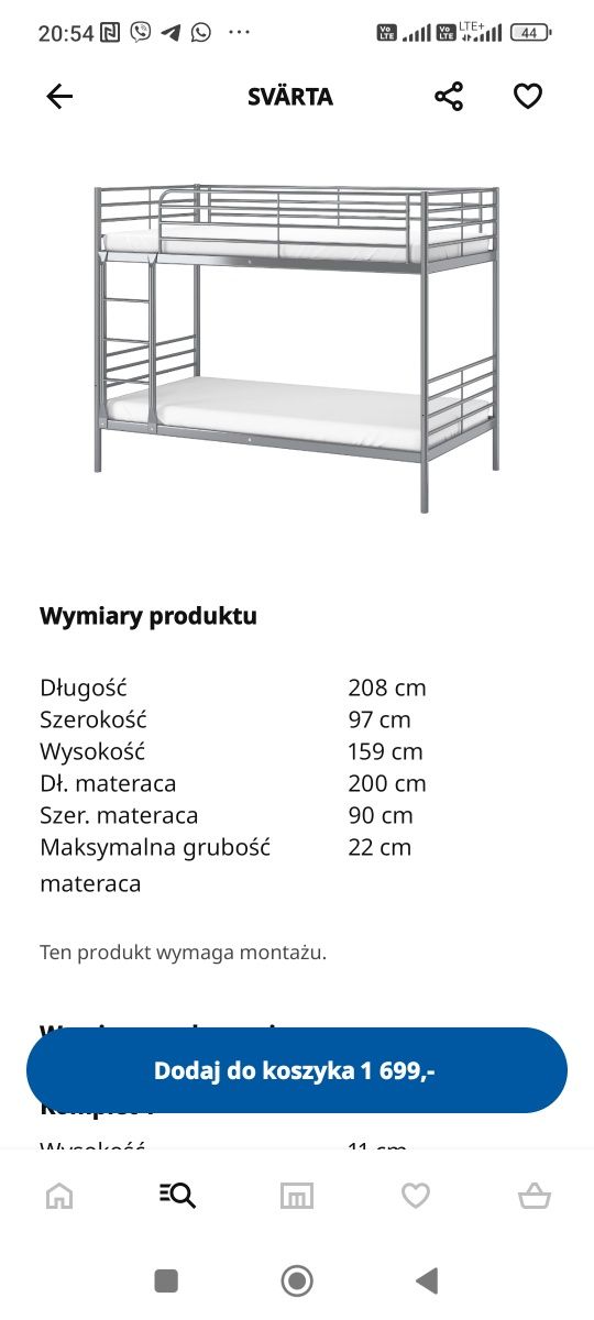 Kanapa ikea Svarta + 2 materaca