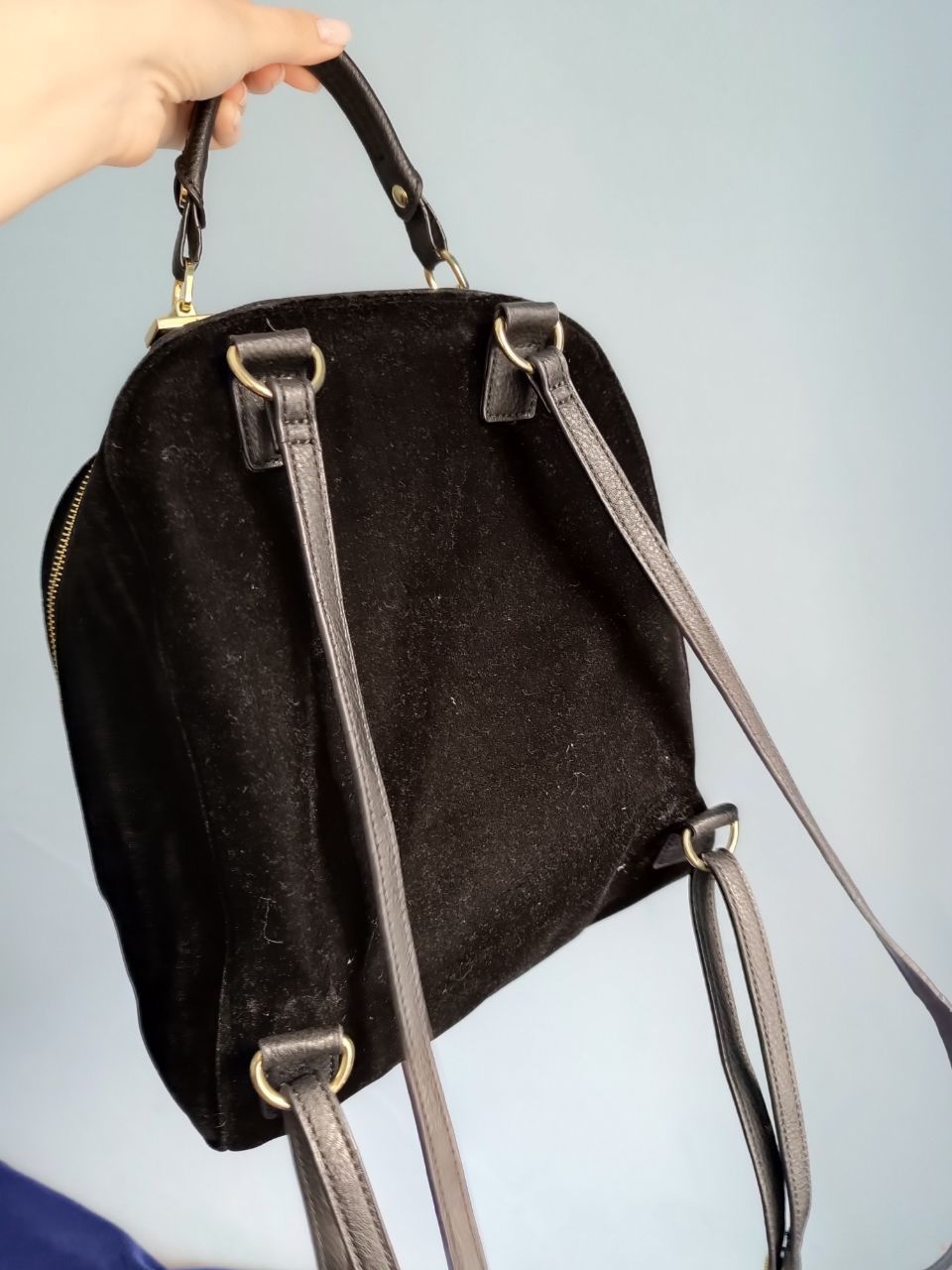 Рюкзак сумка жіноча з вишивкою Steve Madden чорний оксамитовий