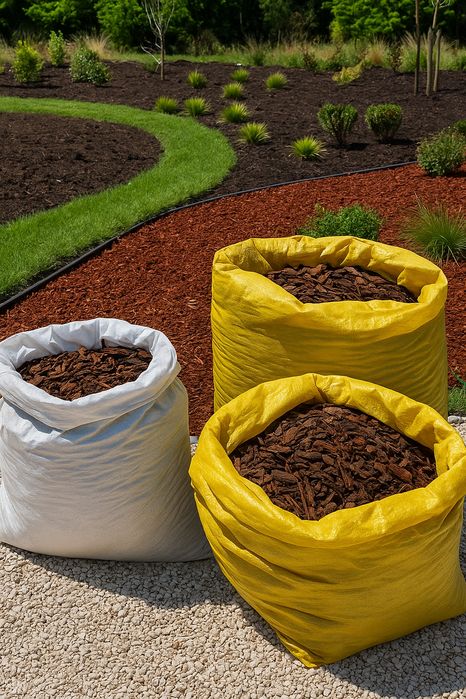 Sacos de ráfia em várias cores.