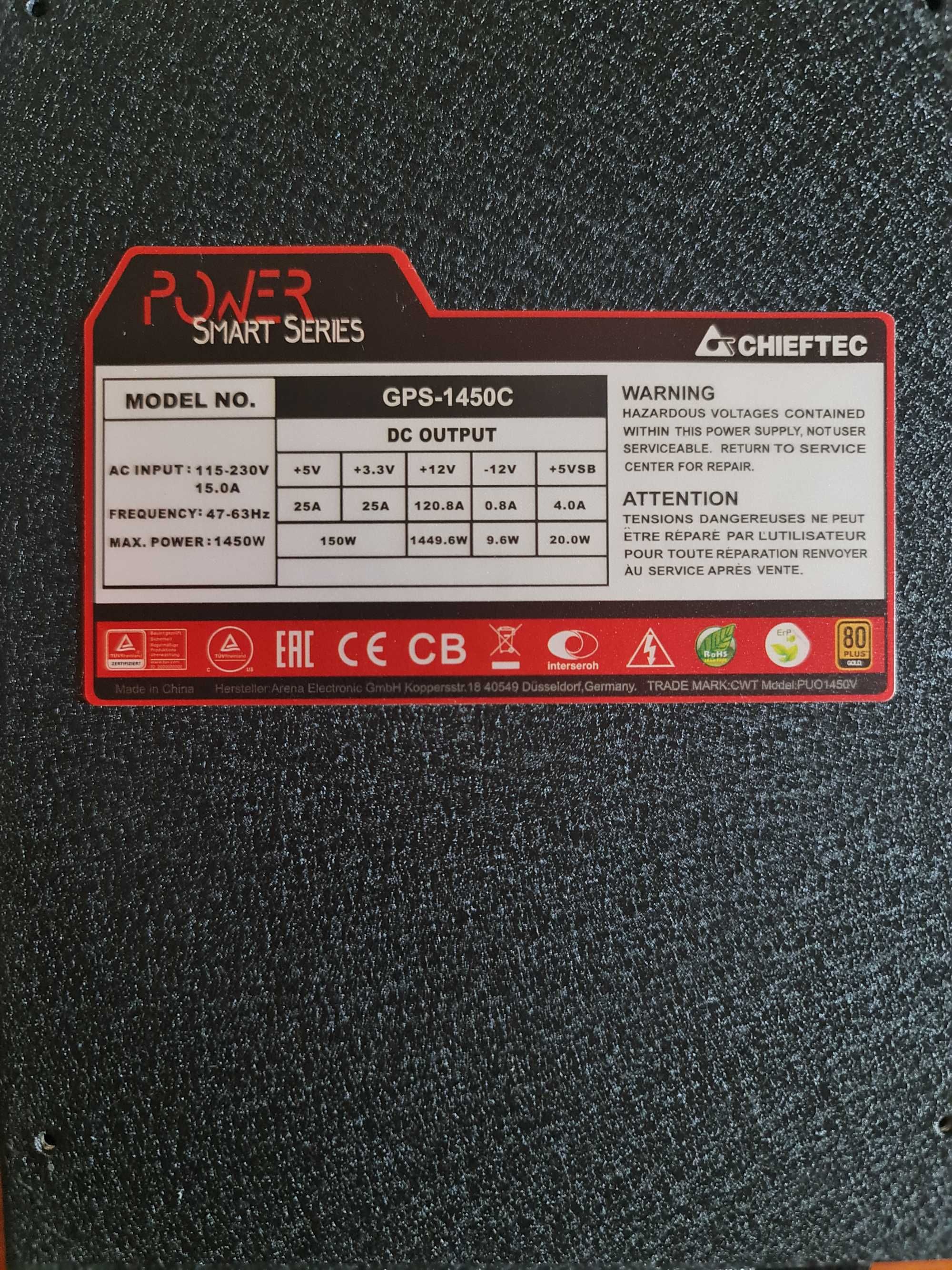 Блок Живлення Chieftec GPS-1450C 1450W (80 Plus Gold)