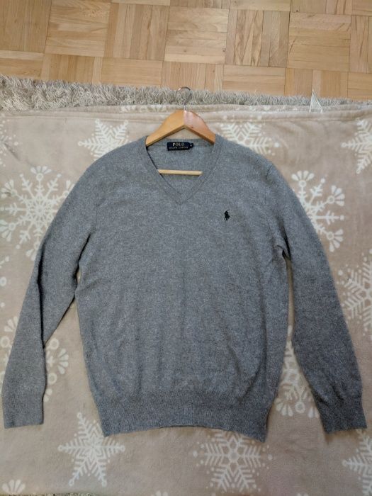 Szary sweterek merino wool prestiżowej marki POLO RALPH LAUREN