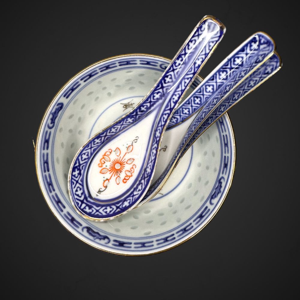 Chińska porcelana ryżowa miski złocenia kwiat B301015
