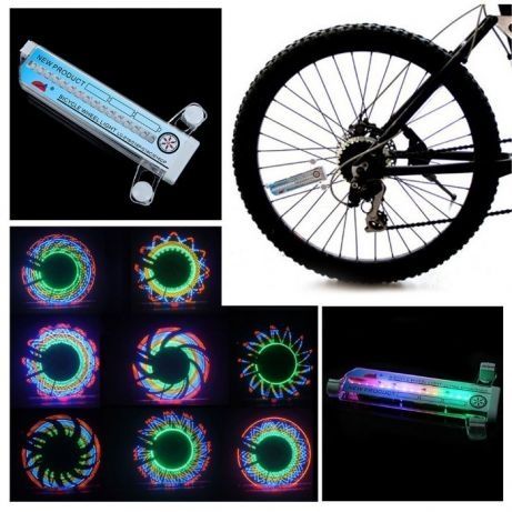 Подсветка колес радуга 32 LED на спицы ЛЕД моргалка габарит фара вело