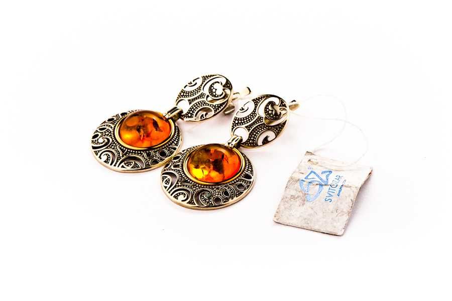 Długie Srebrno-Złote Kolczyki - Srebrne Kolczyki - 15,87g - BURSZTYN