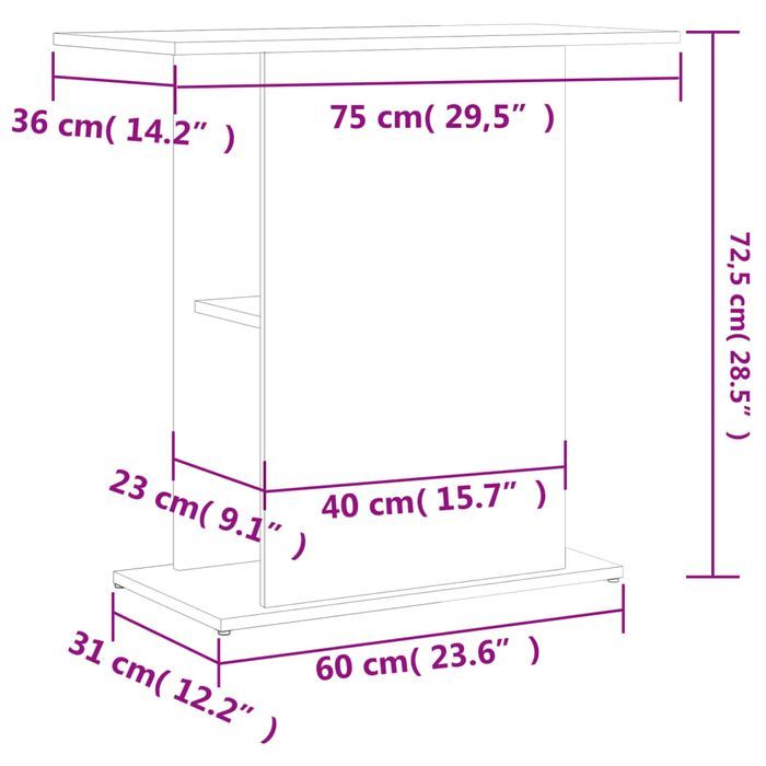 vidaXL Szafka pod akwarium, biała 75x36x72,5 cm