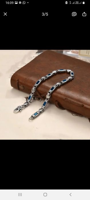 Браслет мужской серебро стерлинг с изумрудомру