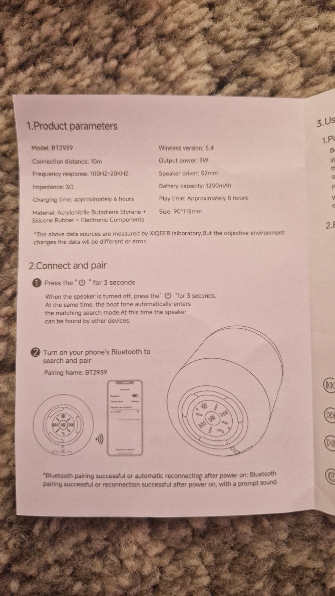 Xiaomi BT2939 Przenośny głośnik Bluetooth Bezprzewodowy wodoodporny