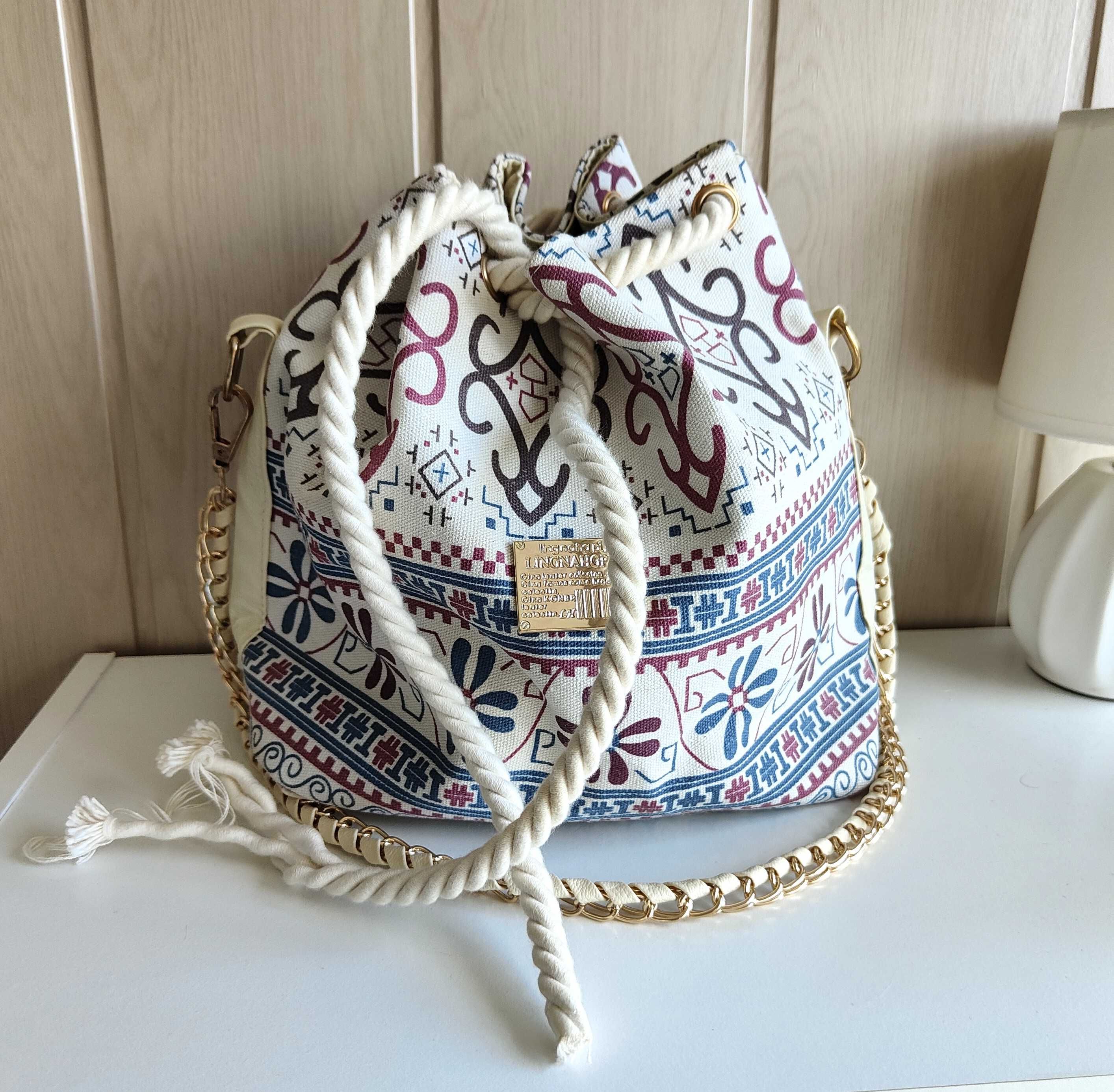 Mała torebka worek na lato wzór boho bohemian orient festival