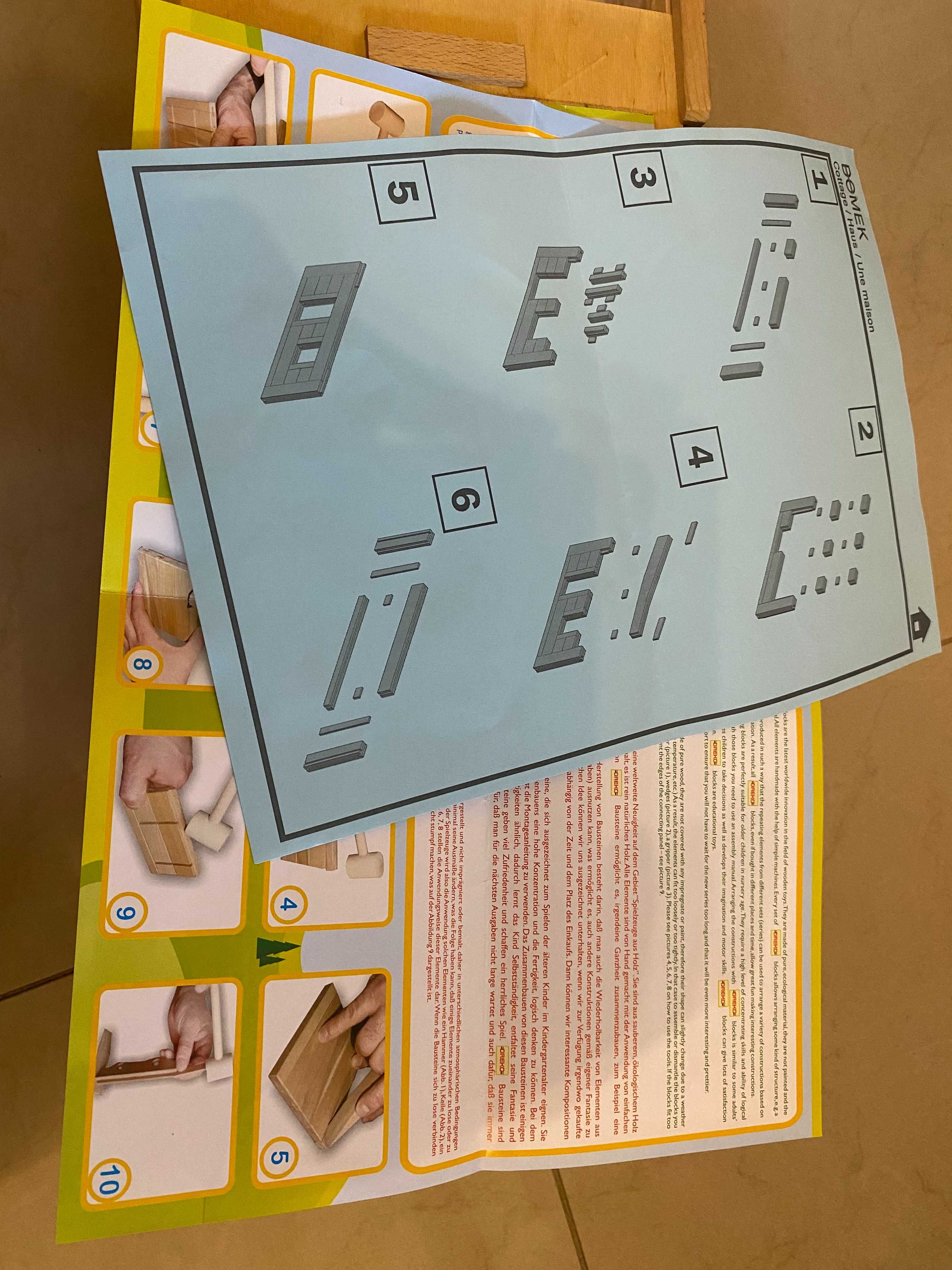 Klocki eko drewniane DREKO - model BOLID F1, domek, pociąg.