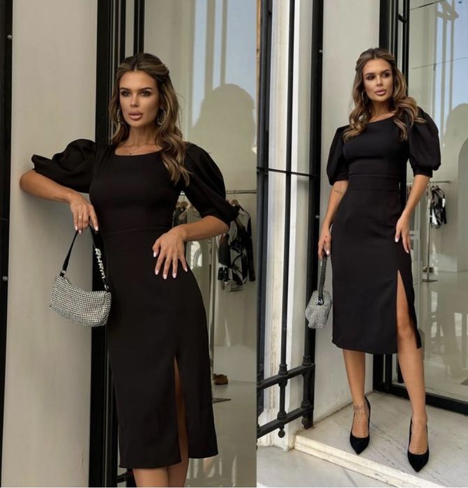 Сукня-футляр нижче колін з розрізом