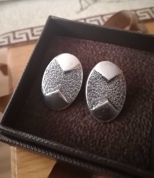 Duże kolczyki srebrne polskie próba 925 vintage