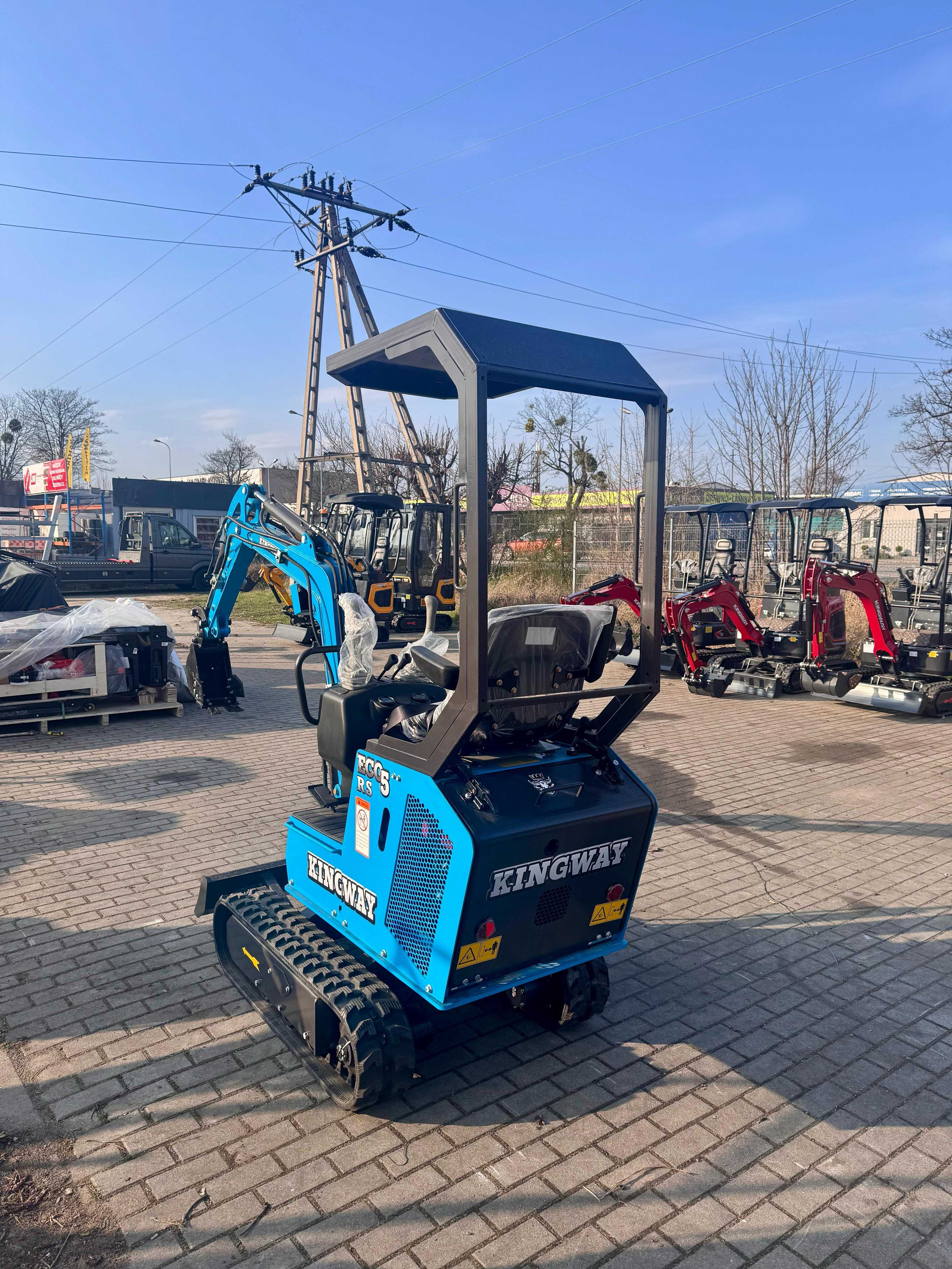 KINGWAY Minikoparka ECO5RS 1000kg +3 ŁYŻKI, Ramie Skrętne, NIEZAWODNA