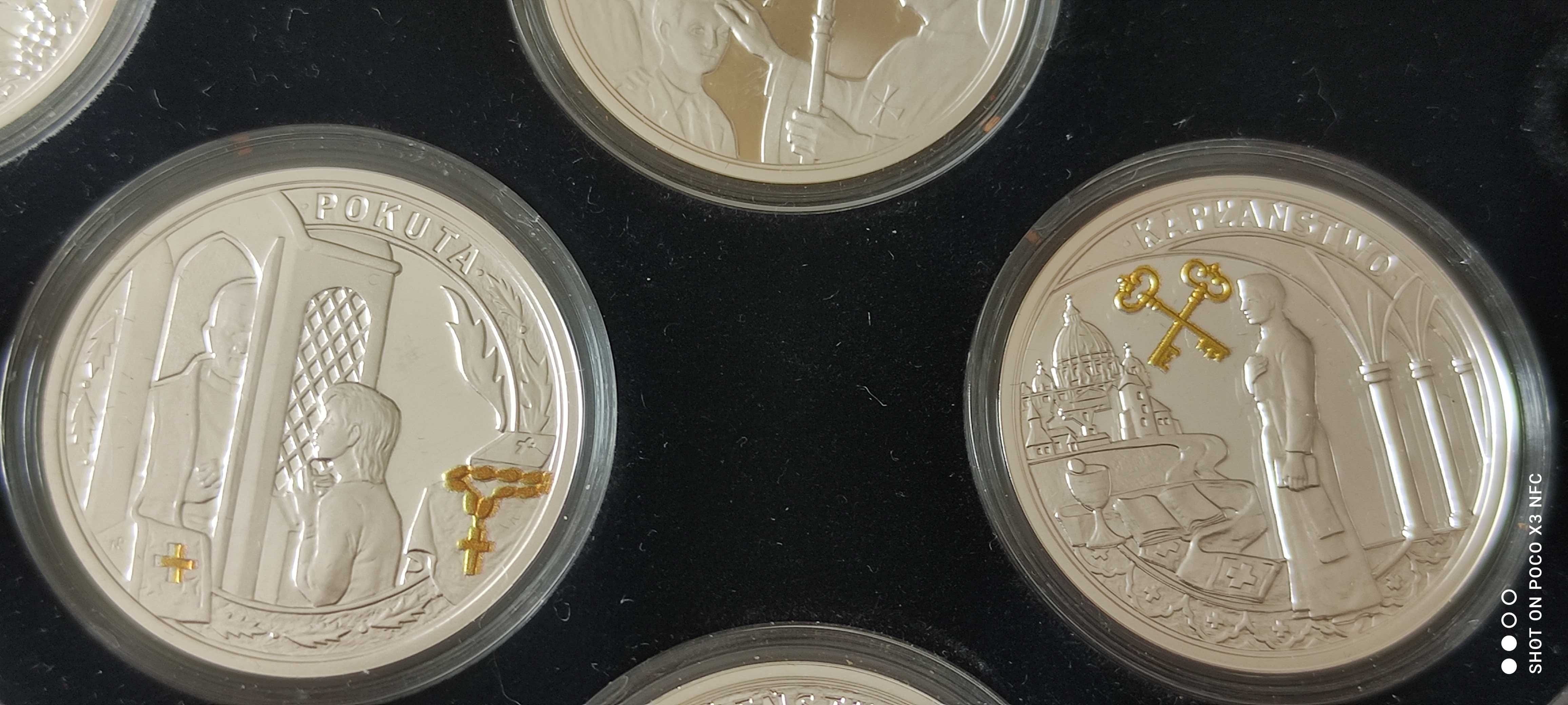 Zestaw medali kolekcjonerskich Siedem Sakramentów Świętych srebro Ag