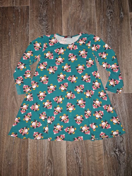 Новорічна сукня з пінгвінами для дівчинки,платье новогоднее на 7-8 лет