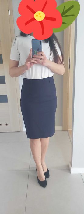 Granatowa spodnica olowkowa