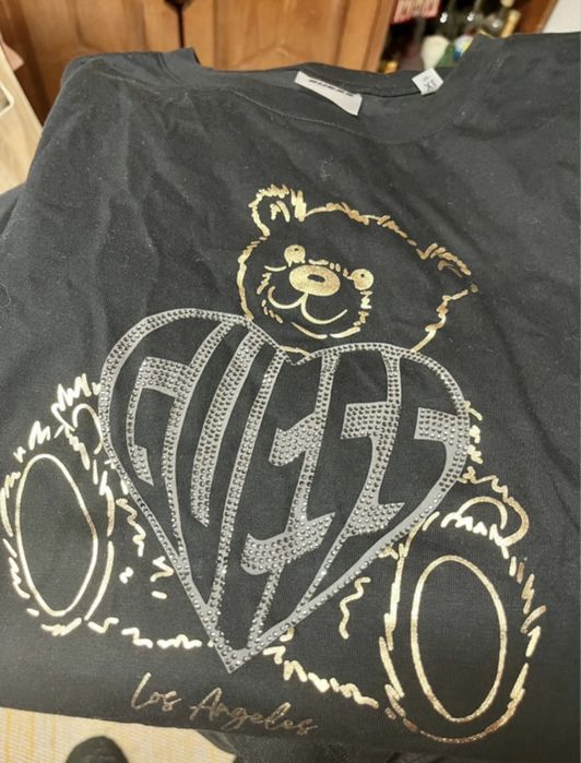 Tshirt Guess xl preta com ursinho prateado e douradoi