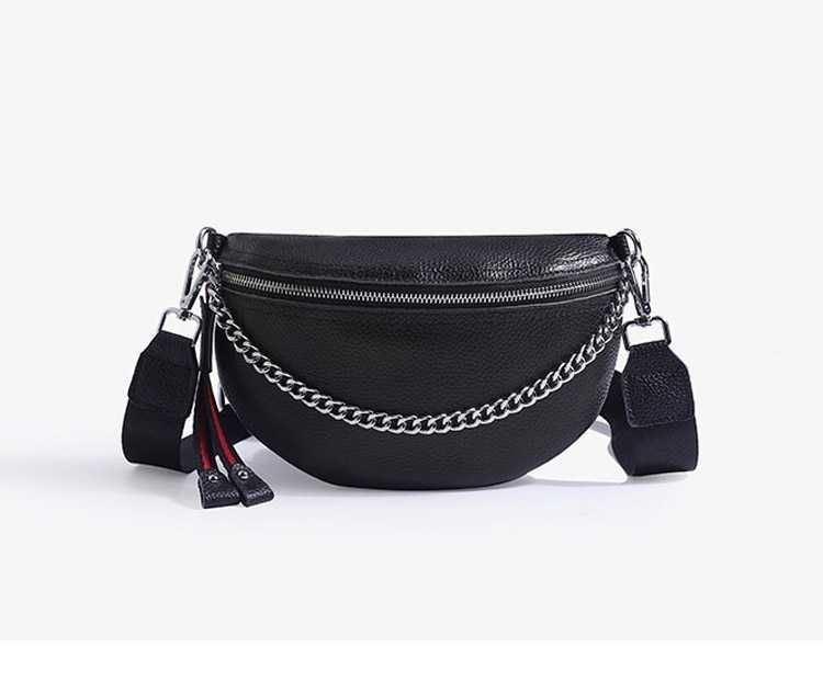 Женская кожаная сумка бананка черная