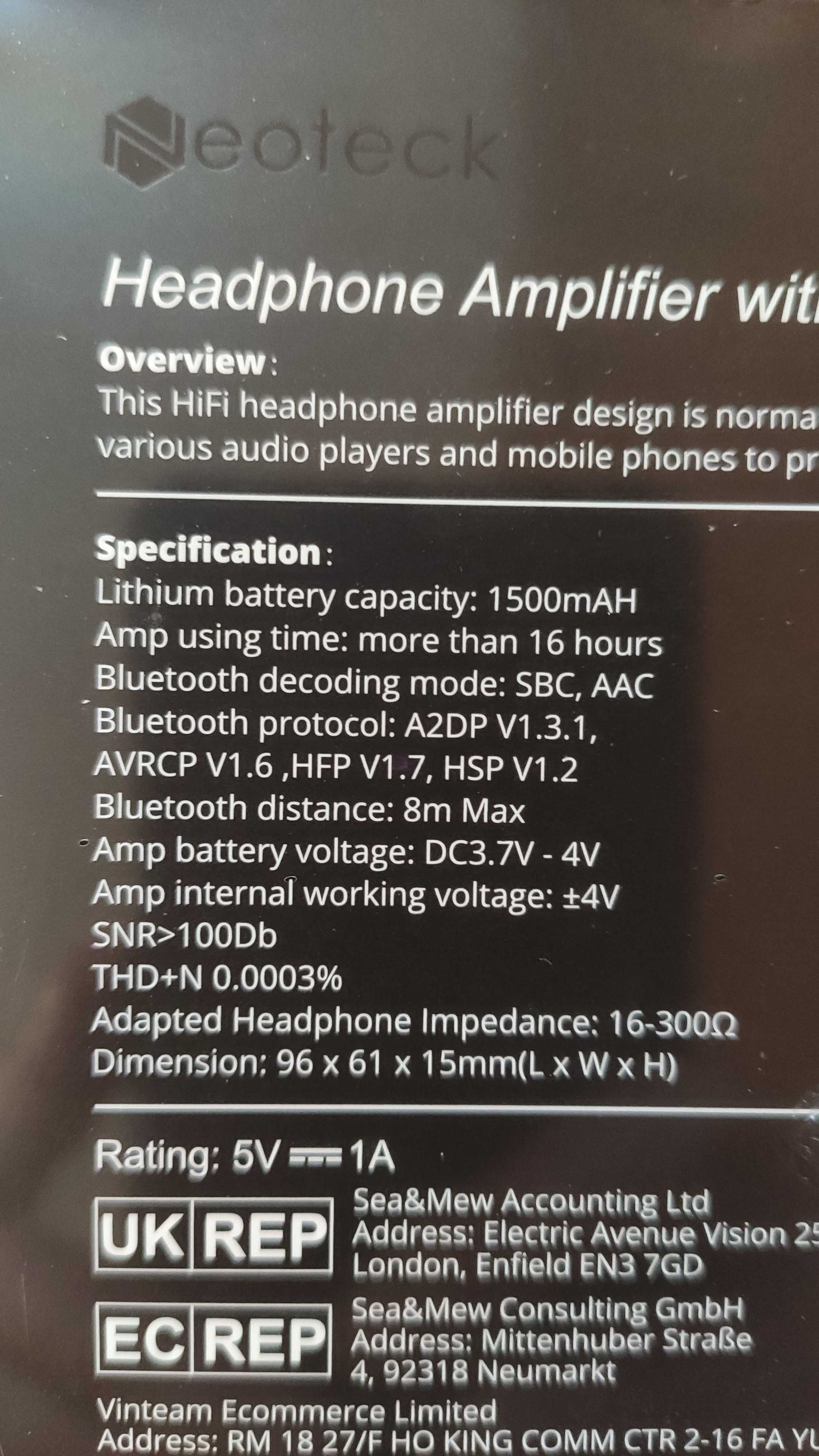 Підсилювач навушників з Bluetooth ресівером Neoteck NTK106A