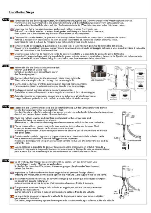 Decaura – czarna bateria łazienkową jednouchwytowa, stal nierdzewna