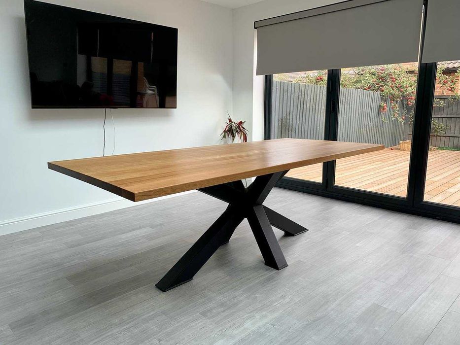 Stół z litego drewna dębowego 80x160 cm + metalowe nogi