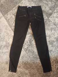 Czarne spodnie rurki Zara z suwakami, rozmiar 36 S