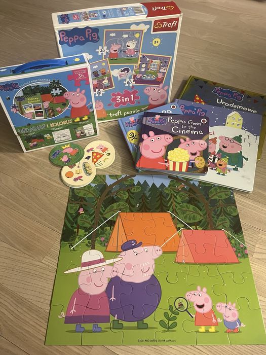 Zestaw książek, puzzli i gier Peppa