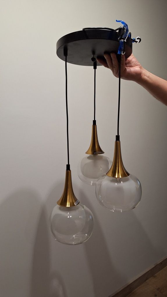 Lampa wiszaca Italux Konilla 3 punktowa G9 mosiadz