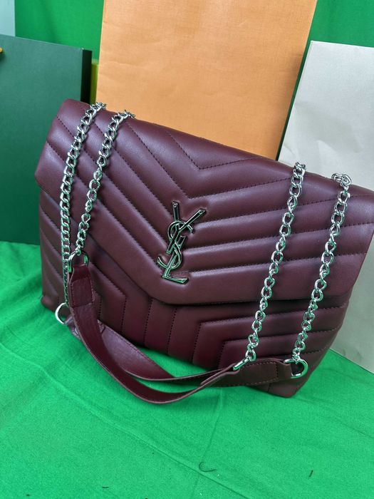 Torebka damska ysl prazkowana torba lancuszek nowość Hit bordo