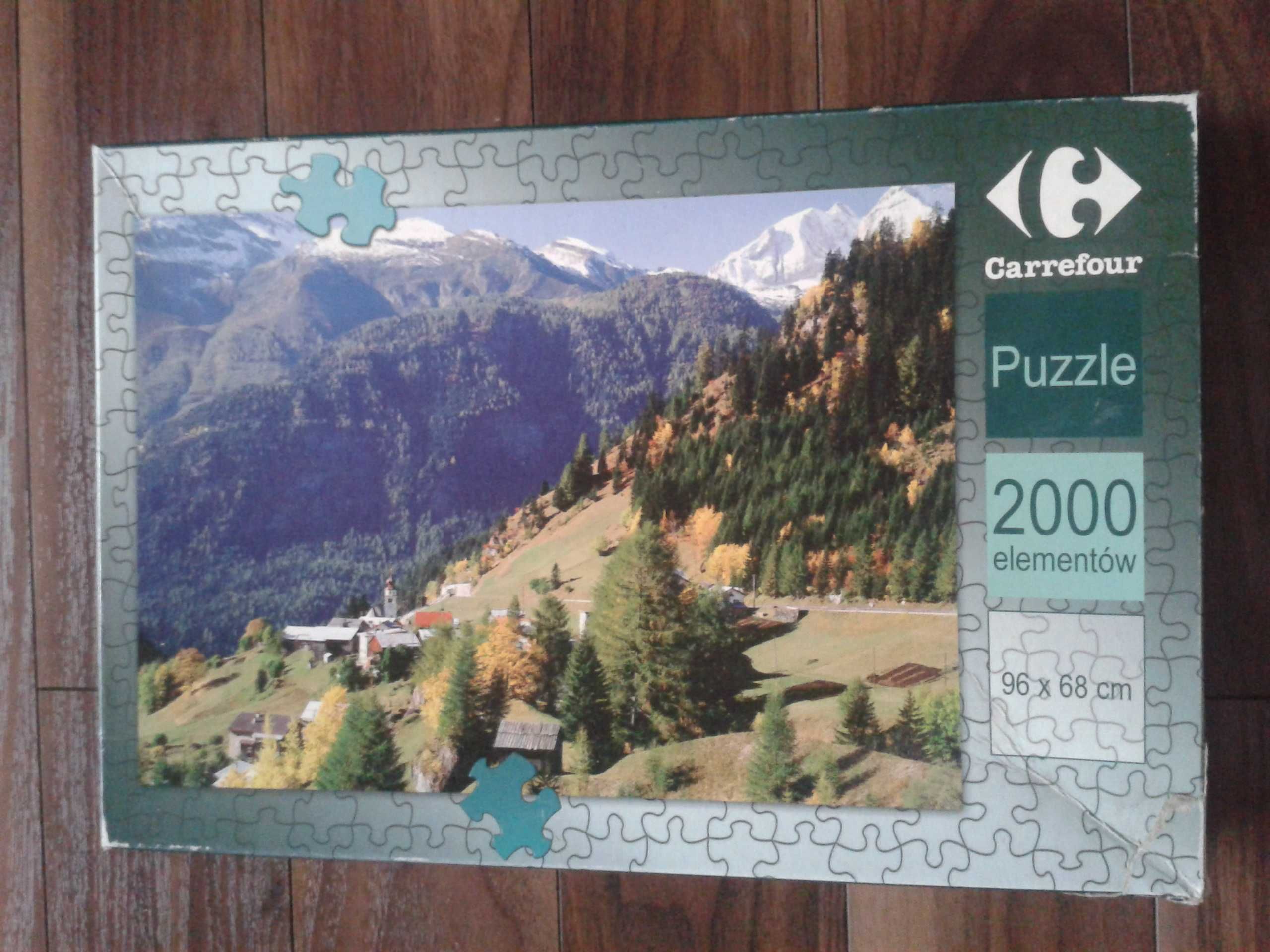 Puzzle Carrefour 2000 kompletne Wioska w Dolomitach