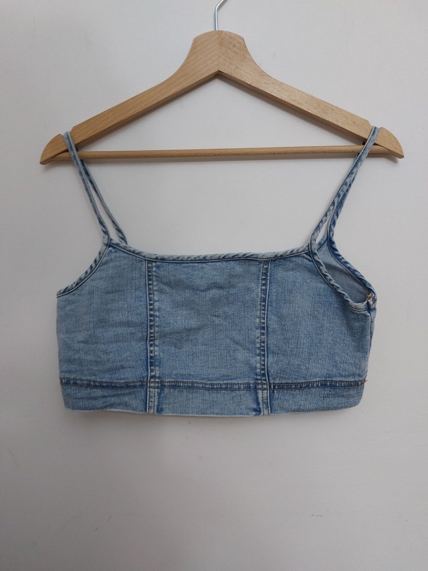 Nowy crop top jeansowy dżins Stradivarius stanik L