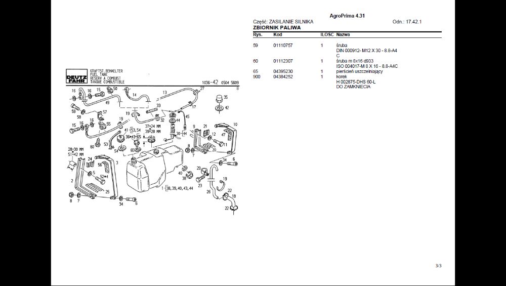 Deutz Fahr AgroPrima 4.31 katalog części po Polsku!