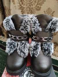Детские зимние кожаные треккинговые ботинки Mida, р. 33 (21 см)