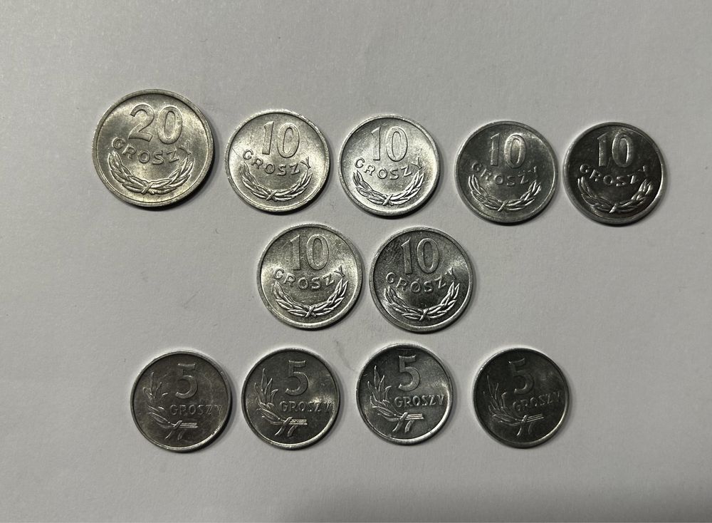 Monety PRL groszowe mennicze UNC zestaw 11 sztuk
