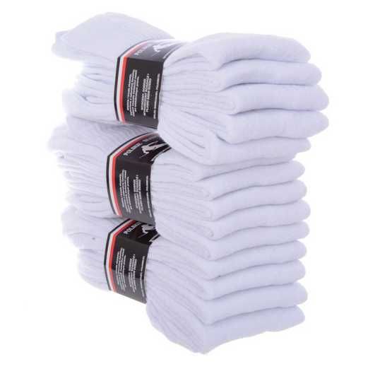 15 x Klasyczne skarpety męskie białe 35-38 bawełniane frotte 25-26cm