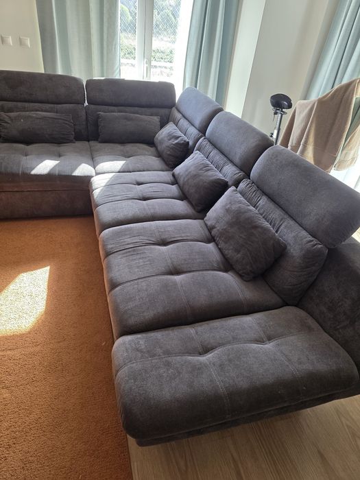 Sofá de canto com cama ETERNITY dereita 5 lugares antracite