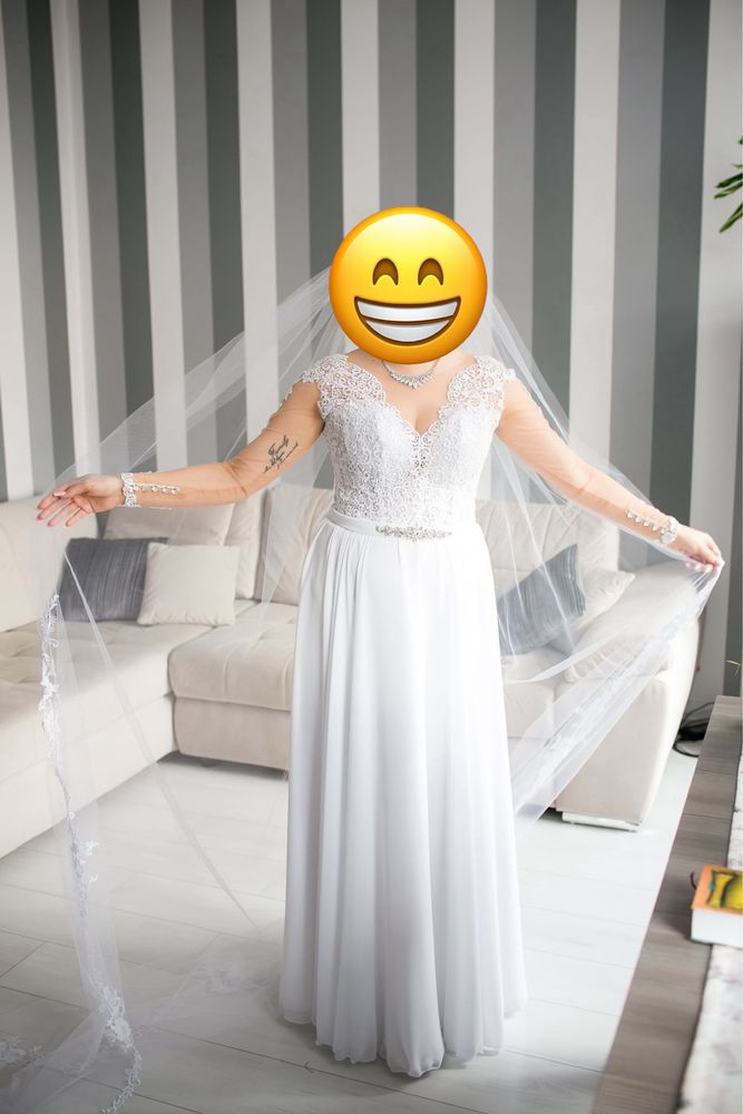 suknia ślubna welon katedralny