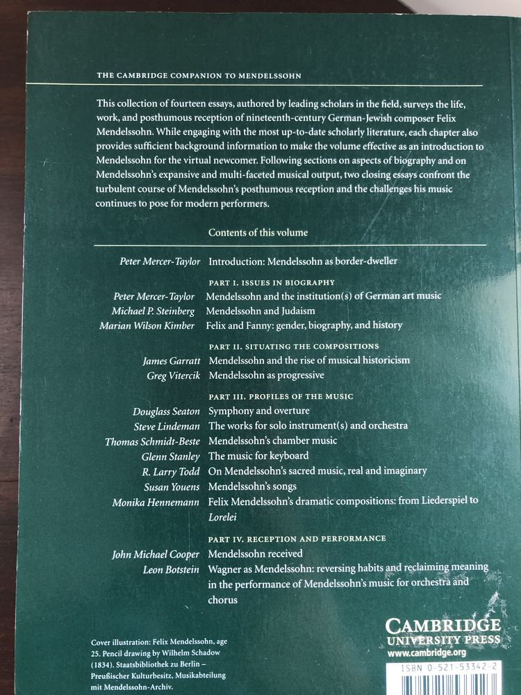 MENDELSSOHN A Life in Music Cambridge Companion Concertos Música coral
